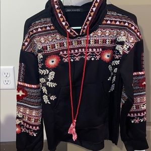 Zara Boho Embroidered Embellished hoodie